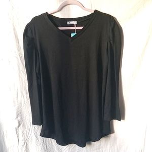 Women's Long Sleeve Shirt V Neck Black Size L Lecieldusoir